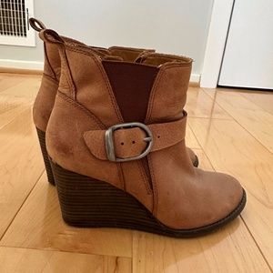 Lucky Brand Brown Wedge Booties